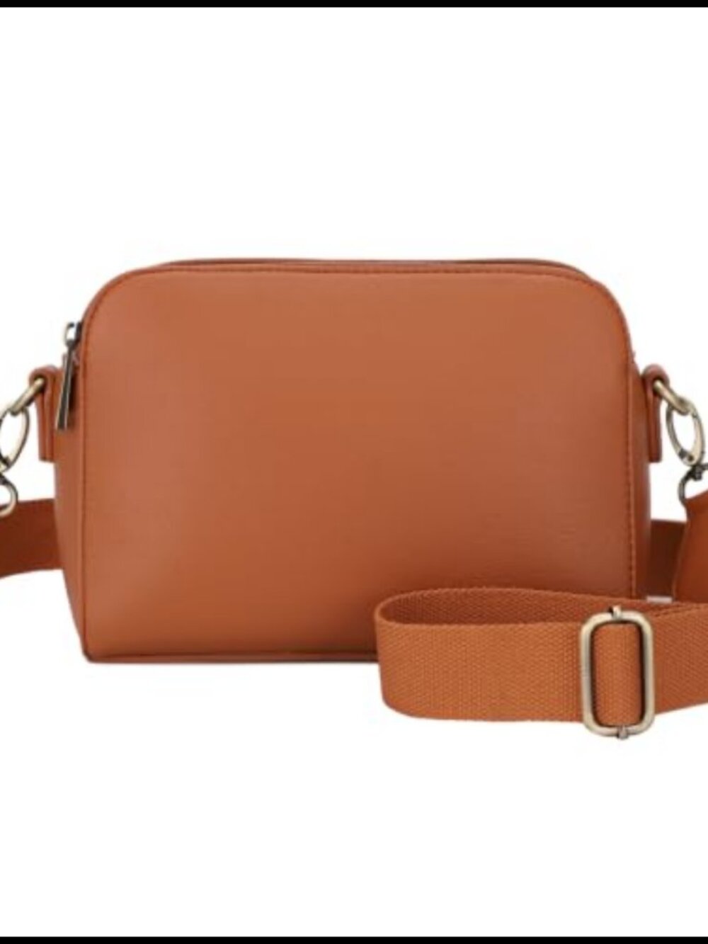 Small Faux Leather Crossbody Bag Triple Zip Lockable Purse